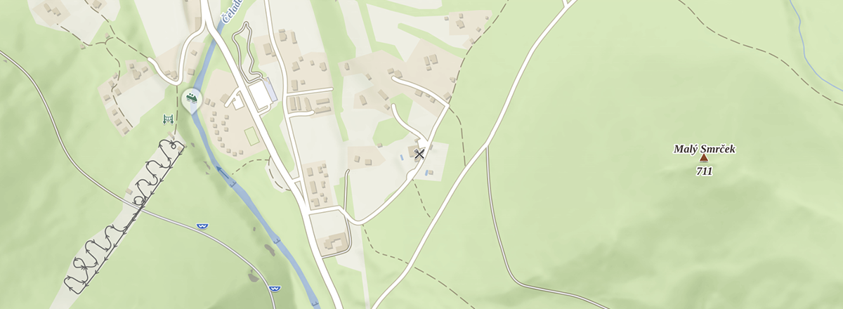 Poloha Chaty Dukla na mapě — Horní Čeladná, Beskydy